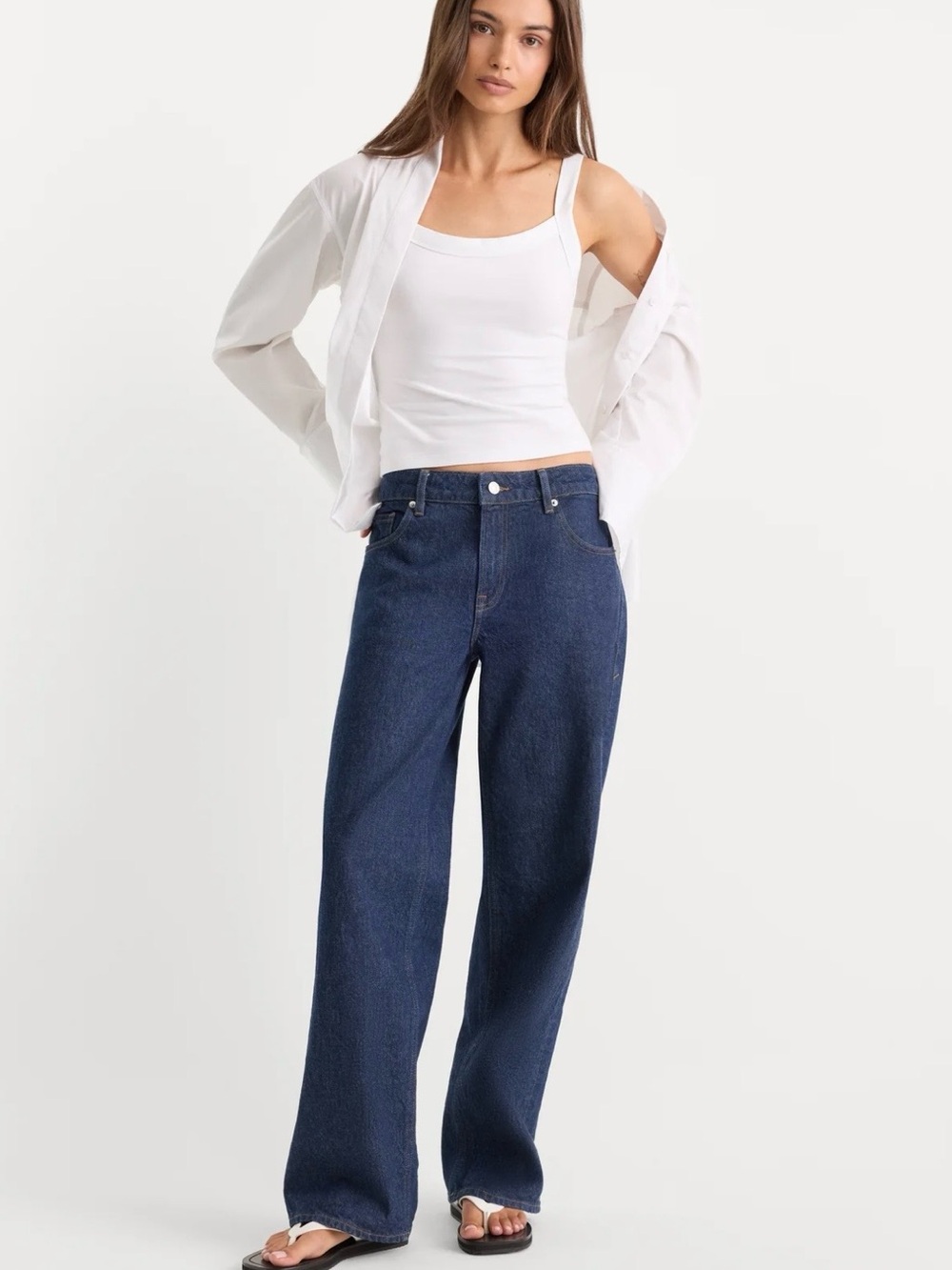 Good American Low Relaxed Straight Jeans Size 6/28 NWT Dark Wash